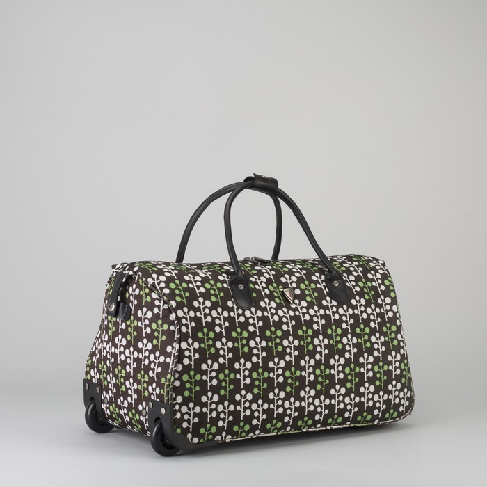 Сумка дорожная на колёсах «Флора», отдел на молнии, цвет зелёный