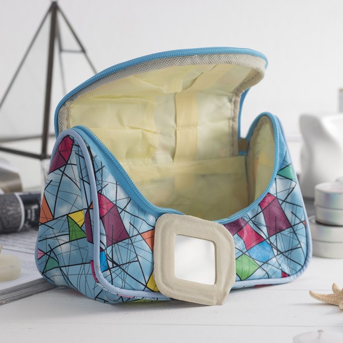 Косметичка-сумочка «Абстракция», отдел на молнии, цвет голубой