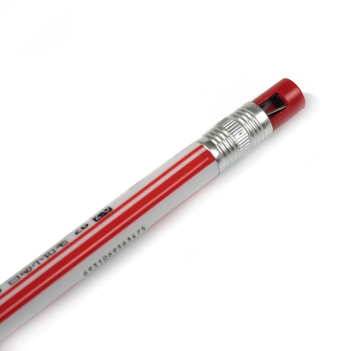 Карандаш механический 2мм пластик Полоски МИКС колпачок-точилка для грифеля