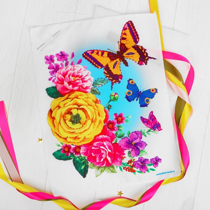 Вышивка объёмная бисером и лентами "Бабочки", 24 х 32 см