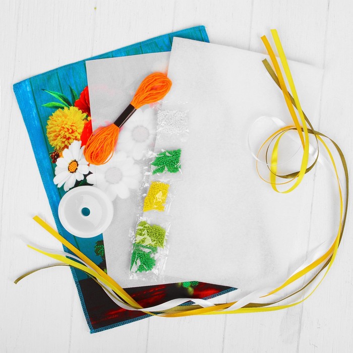 Вышивка объёмная бисером и лентами "Натюрморт", 24 х 32 см