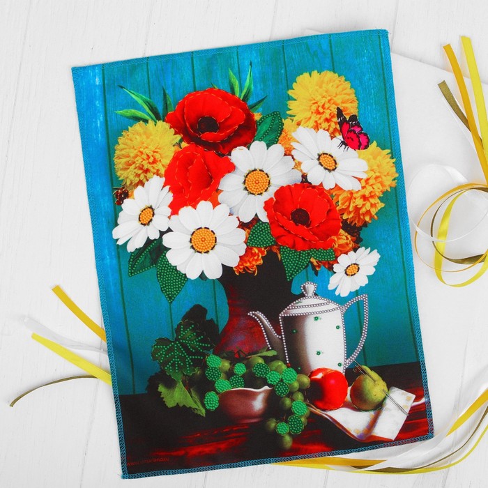 Вышивка объёмная бисером и лентами "Натюрморт", 24 х 32 см
