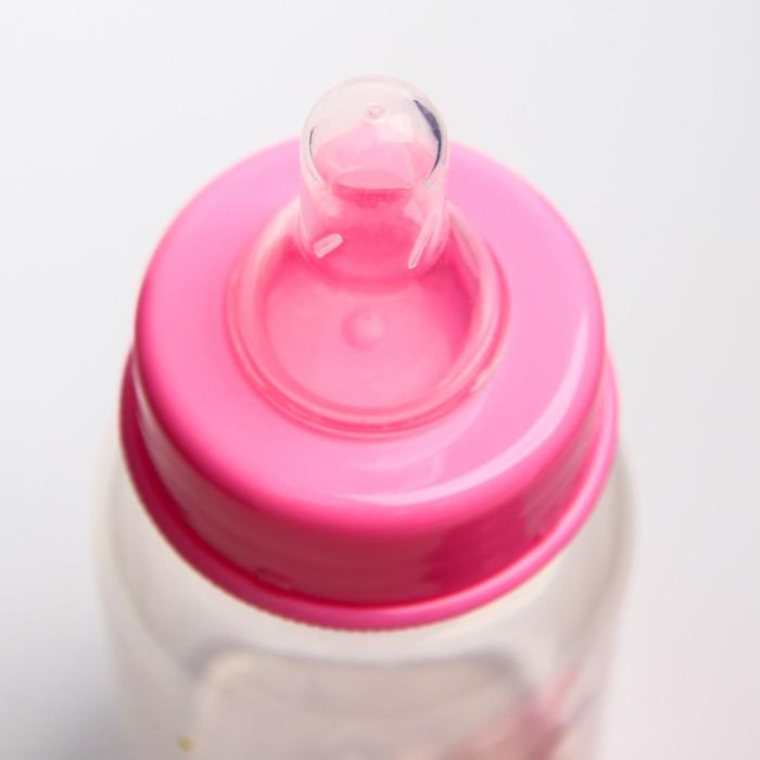 Набор для кормления, 5 предметов: бутылочка детская 125 мл, поильник 125 мл, тарелка, ложка, вилка, цвет розовый