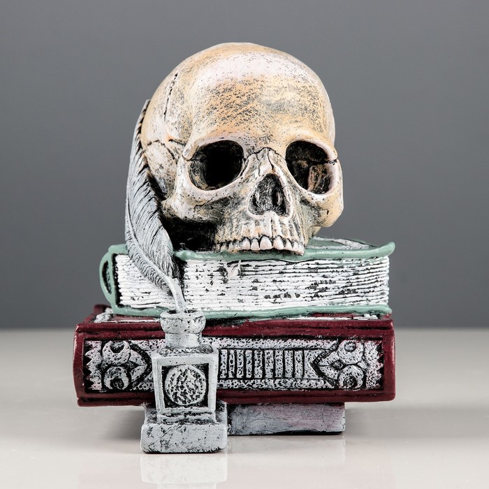 Копилка "Череп на книгах 18 см" акрил