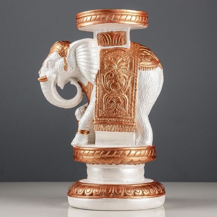 Подставка декоративная "Индийский слон", бело-золотой, 34 см