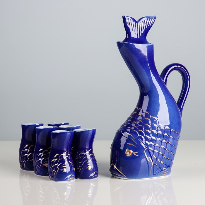 Штоф с рюмками "Рыбки", 7 предметов , 1,2 л