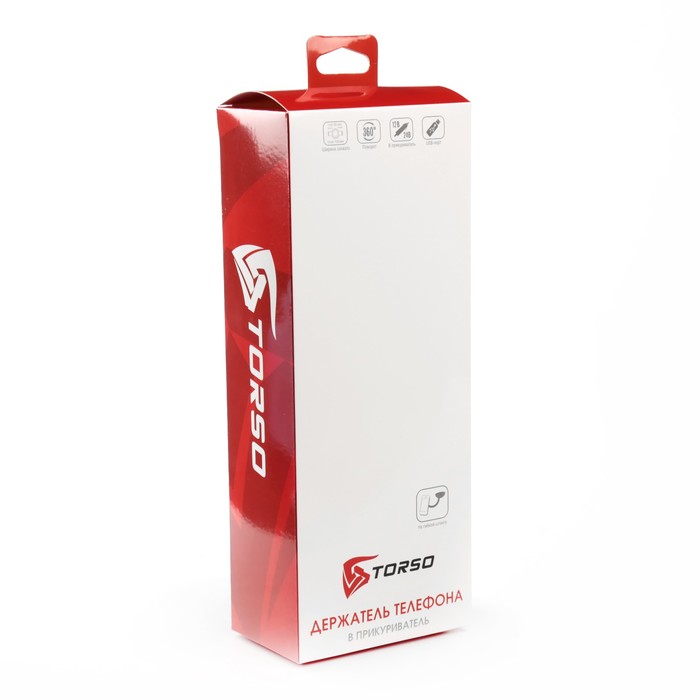Держатель телефона TORSO раздвижной 50-100 мм, в прикуриватель с USB