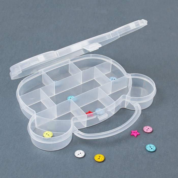 Органайзер для рукоделия "Медведь", 11 отделений, 19,3*16,5*2см, цвет прозрачный