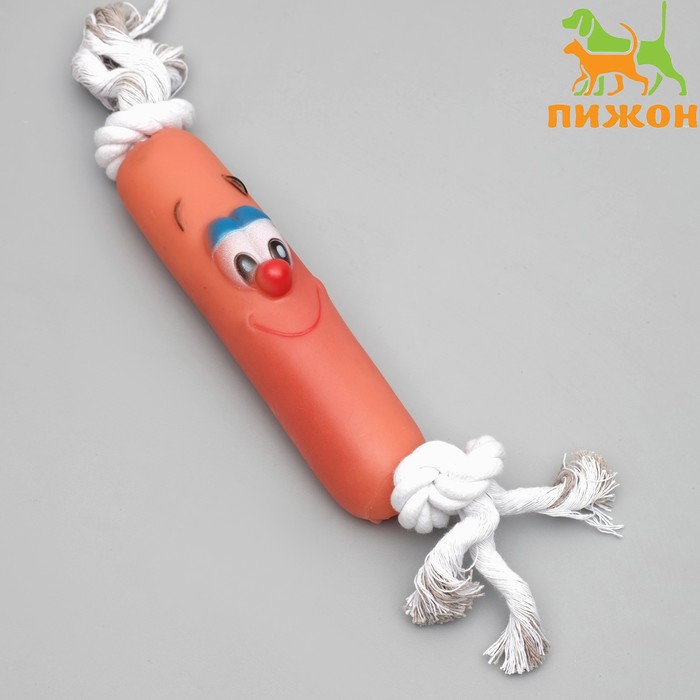 Игрушка на канате Сосиска для собак, 30 см (сосиска 14 см)