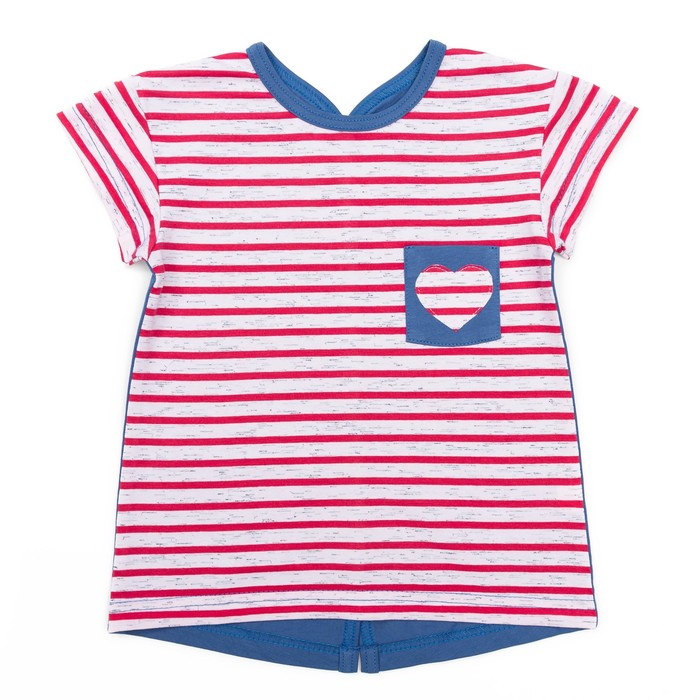 Платье-туника для девочки, рост 104 (28) см, цвет красный/синий К-128