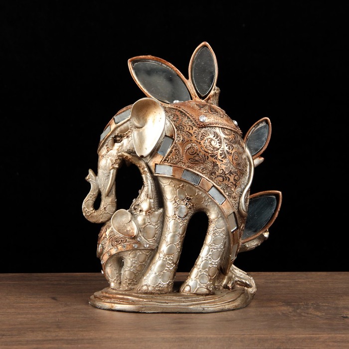 Сувенир полистоун "Слон на длинных ногах у зеркального дерева со слонёнком" 23х18х10,4 см