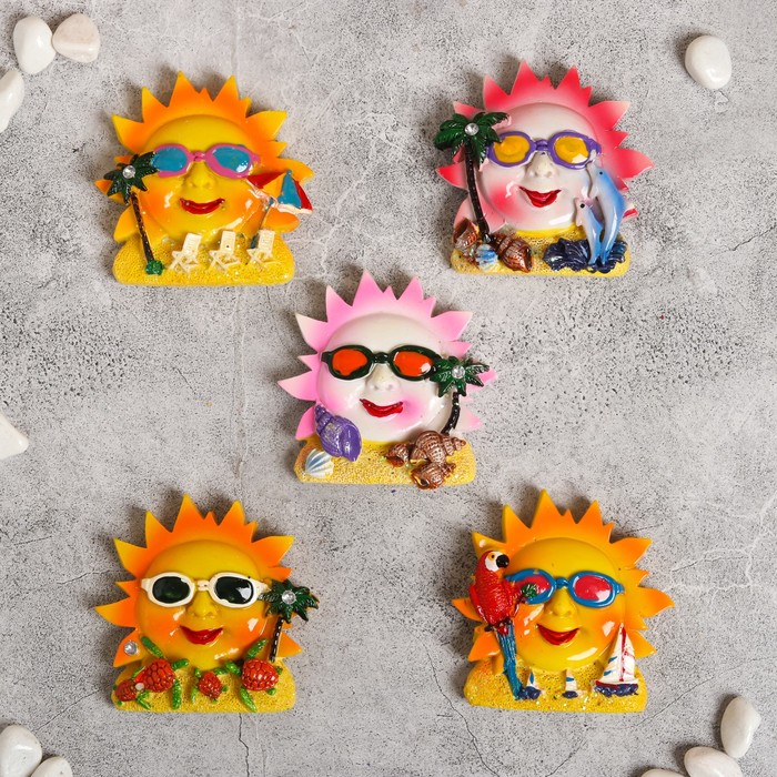 Магнит полистоун "Солнце в отпуске" МИКС 7х7 см