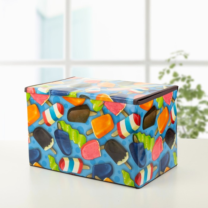 Короб для хранения с крышкой «Эскимо», 38×23×24 см, цвет синий