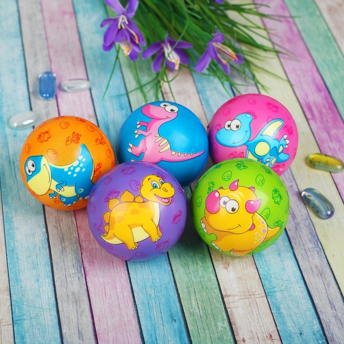Мяч мягкий пластик "Динозаврик", 6,3 см, виды МИКС