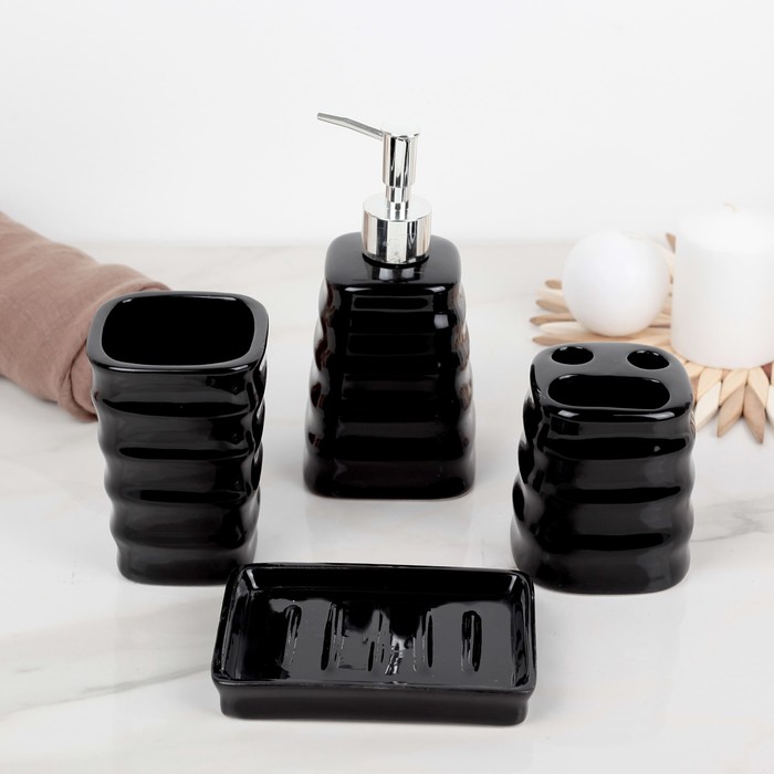 Набор для ванной "Трапеция", 4 предмета, цвет МИКС