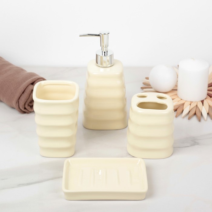 Набор для ванной "Трапеция", 4 предмета, цвет МИКС