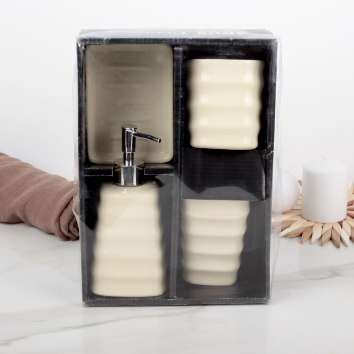 Набор для ванной "Трапеция", 4 предмета, цвет МИКС