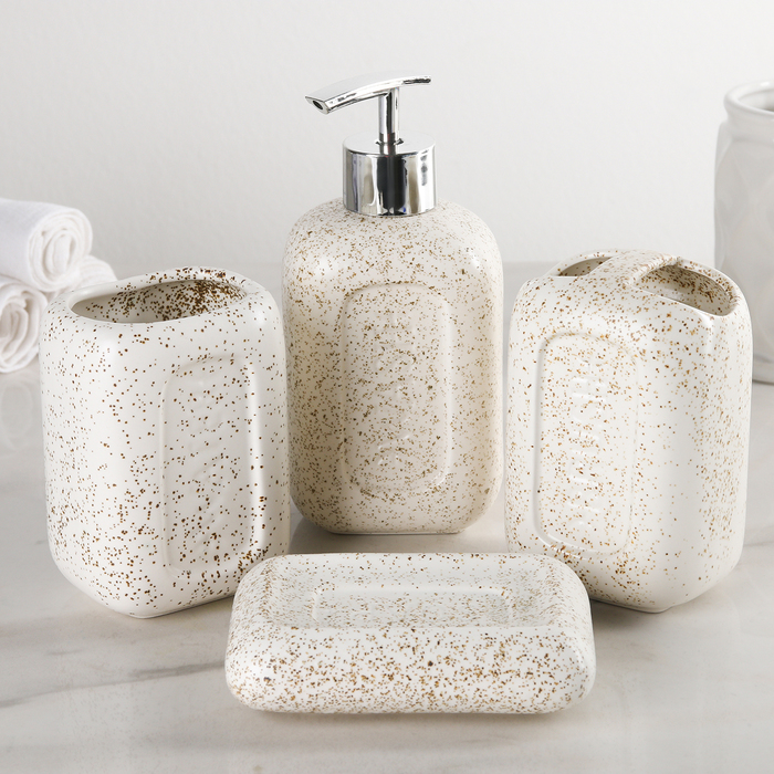 Набор для ванной "Стоун" 4 предмета: дозатор, мыльница, 2 стакана