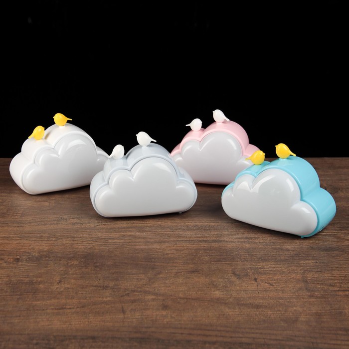 Светильник детский LED АКБ шнур usb МИКС "Птички на облачке" 12х16х7,5 см