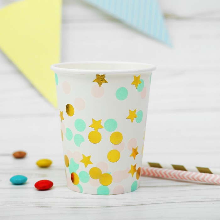 Стаканы бумажные "Конфетти", набор 6 шт., 250 мл