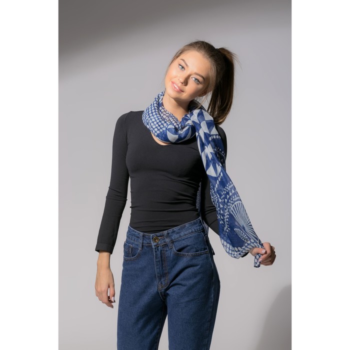 Палантин Этель "Нора" 60 х 180 см, цвет синий, 100 % вискоза