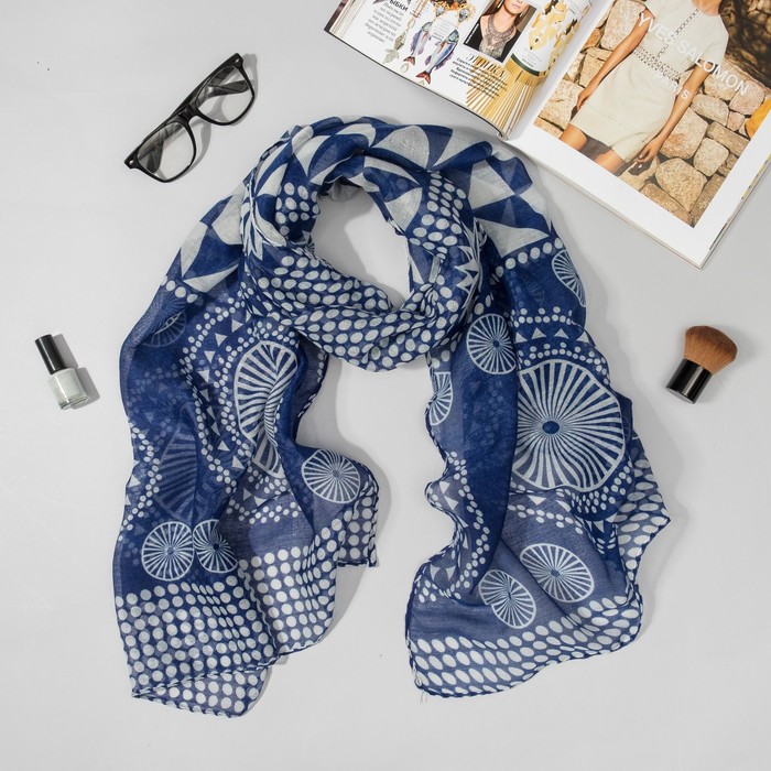 Палантин Этель "Нора" 60 х 180 см, цвет синий, 100 % вискоза