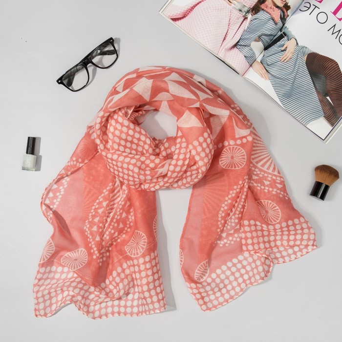 Палантин Этель "Нора" 60 х 180 см, цвет коралловый, 100 % вискоза