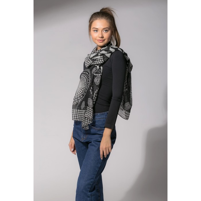 Палантин Этель "Нора" 60 х 180 см, цвет черный, 100 % вискоза