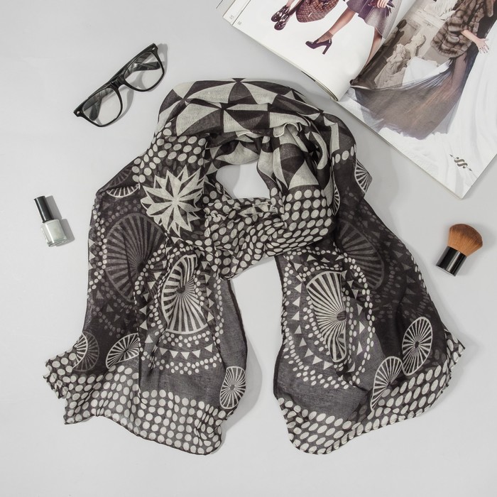 Палантин Этель "Нора" 60 х 180 см, цвет черный, 100 % вискоза