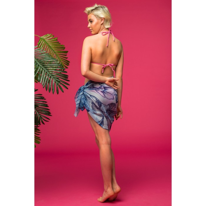 Палантин Этель "Жасмин" 60 х 180 см, цвет синий, 100 % вискоза