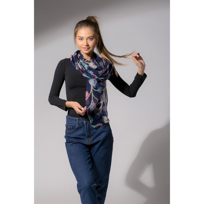 Палантин Этель "Совы" 60 х 180 см, 100 % вискоза