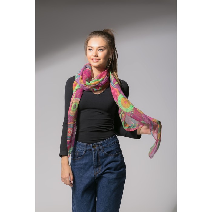 Палантин Этель "Сюзанна" 60 х 180 см, цвет розовый, 100 % вискоза