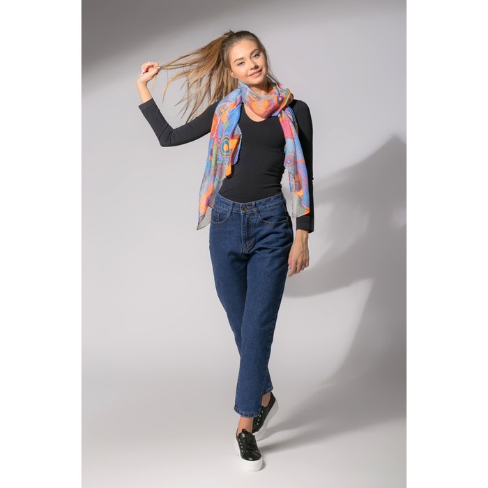 Палантин Этель "Сюзанна" 60 х 180 см, цвет оранжево-синий, 100 % вискоза