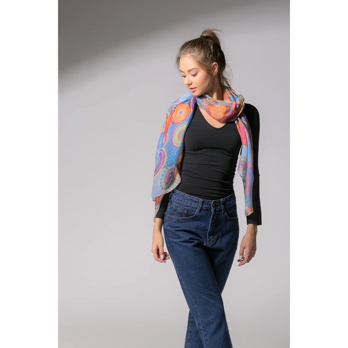 Палантин Этель "Сюзанна" 60 х 180 см, цвет оранжево-синий, 100 % вискоза