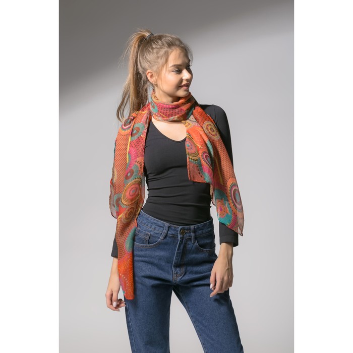 Палантин Этель "Сюзанна" 60 х 180 см, цвет оранжевый, 100 % вискоза