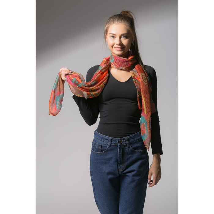 Палантин Этель "Сюзанна" 60 х 180 см, цвет оранжевый, 100 % вискоза