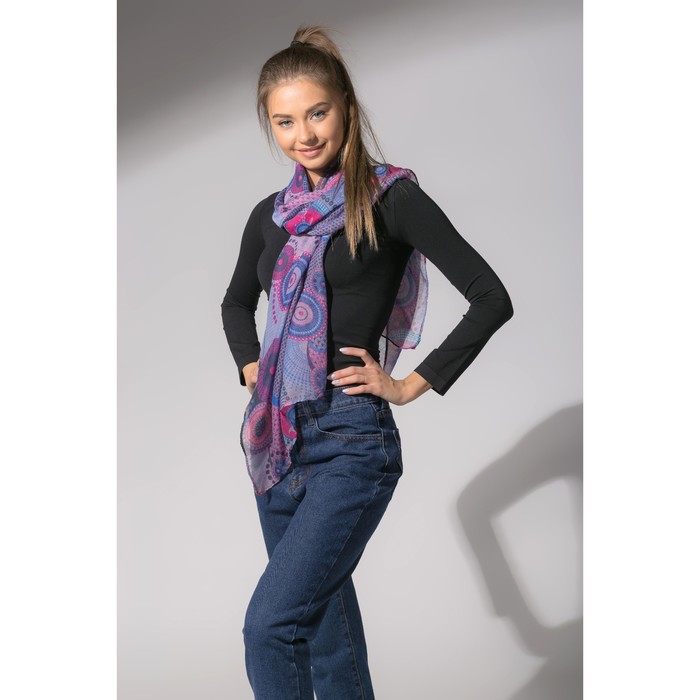 Палантин Этель "Сюзанна" 60 х 180 см, цвет розово-голубой,100 % вискоза