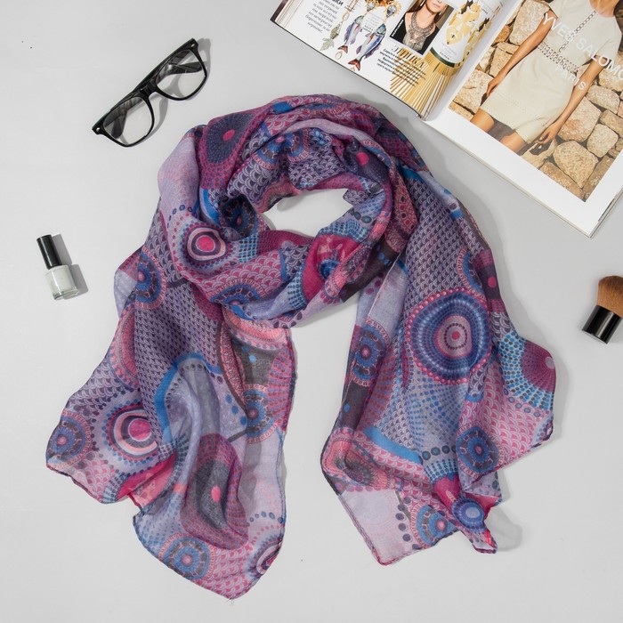 Палантин Этель "Сюзанна" 60 х 180 см, цвет розово-голубой,100 % вискоза