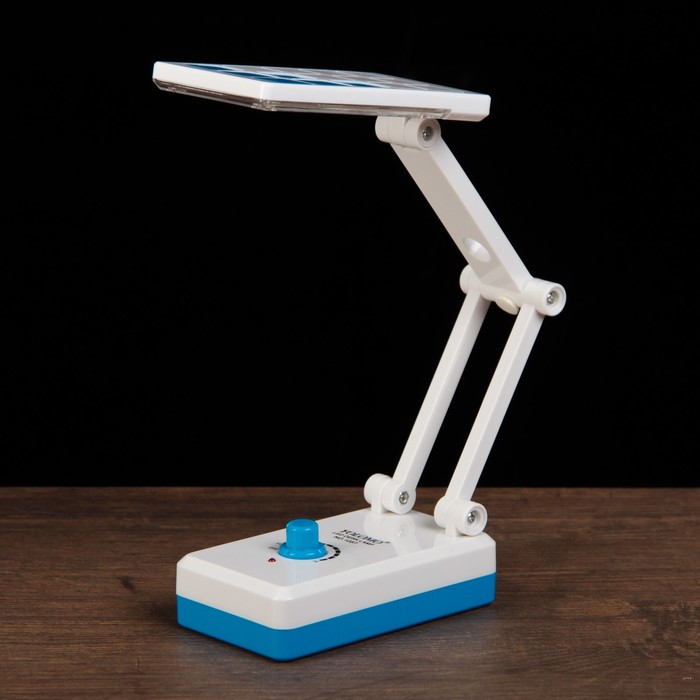 Лампа настольная LEDх14 1W АКБ выдвижная розетка "Квадратики" голубая 11,5х6,5х5,3 см