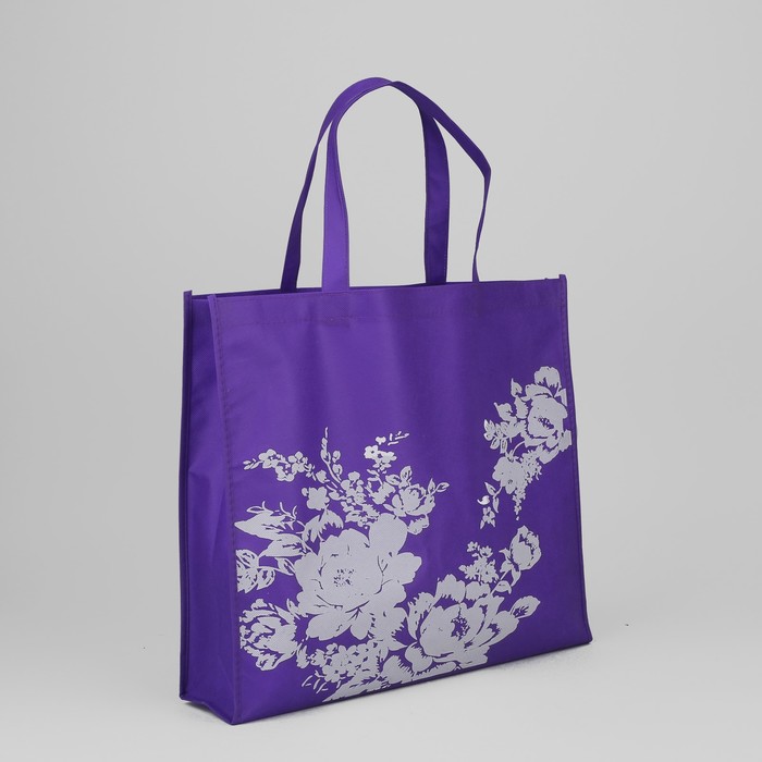 Сумка хозяйственная «Цветочки», отдел без молнии, цвет фиолетовый