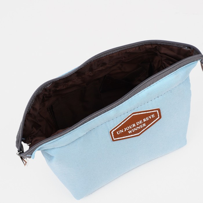 Косметичка с каркасом «Стиль», отдел на молнии, цвет голубой