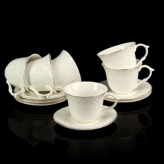 Сервиз кофейный "Цветок", 12 предметов: 6 чашек 200 мл, 6 блюдец 12,5 см