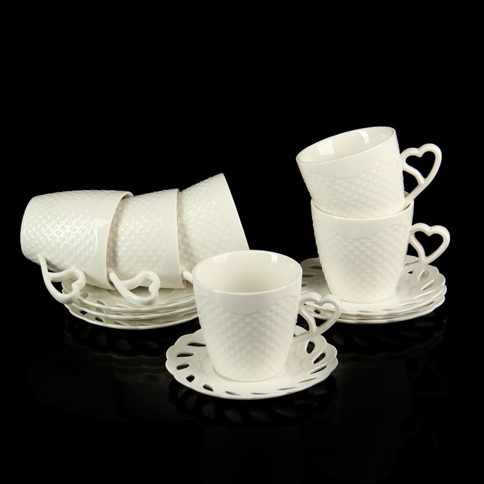 Сервиз кофейный "Листопад", 12 предметов: 6 чашек 200 мл, 6 блюдец 12,5 см