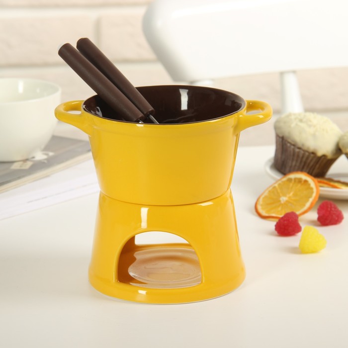 Набор для фондю "Лакомка", 2 шпажки 15 см, цвет желтый