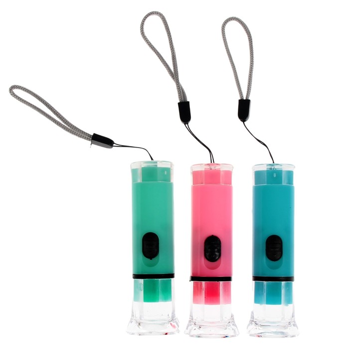 Фонарь 1 диод, рукоять гладк, рассеиватель прозрачн, микс, (фасовка 24шт), 3,2*10см