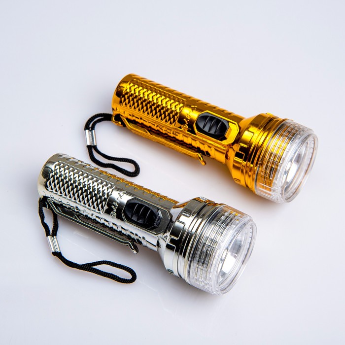 Фонарик 1 диод "Космос", на шнурке, с зажимом, микс, (фасовка 24шт), 4*10,5см