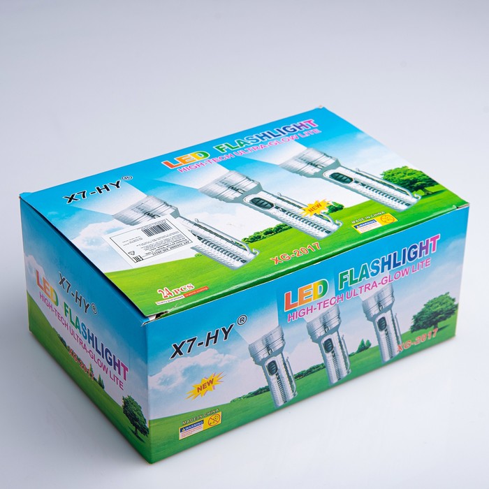 Фонарик 1 диод "Космос", на шнурке, с зажимом, микс, (фасовка 24шт), 4*10,5см