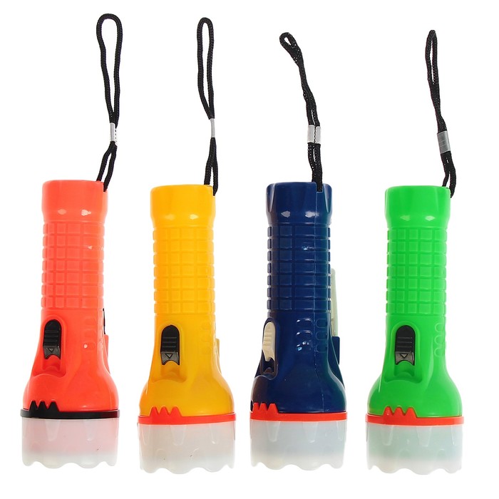 Фонарик 1 диод, на шнурке, микс, (фасовка 24шт), 4*11,5см