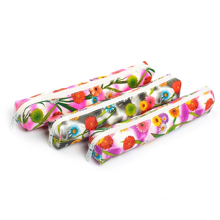 Пенал школьный на молнии МИКС Цветы
