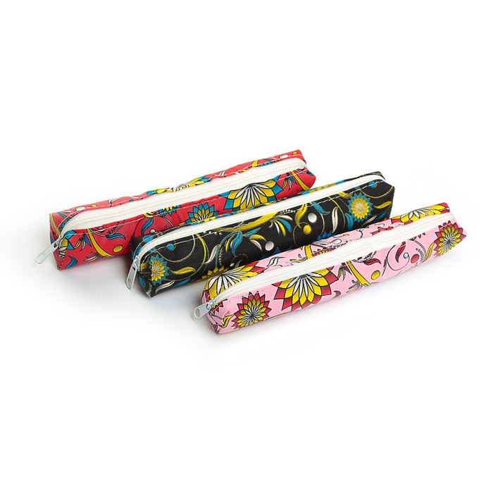 Пенал школьный на молнии МИКС Цветы